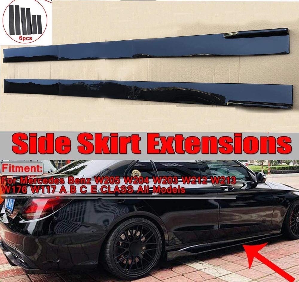 Universal Black Side Skirt Body Splitters Kit Rocker Panel Extension 2M