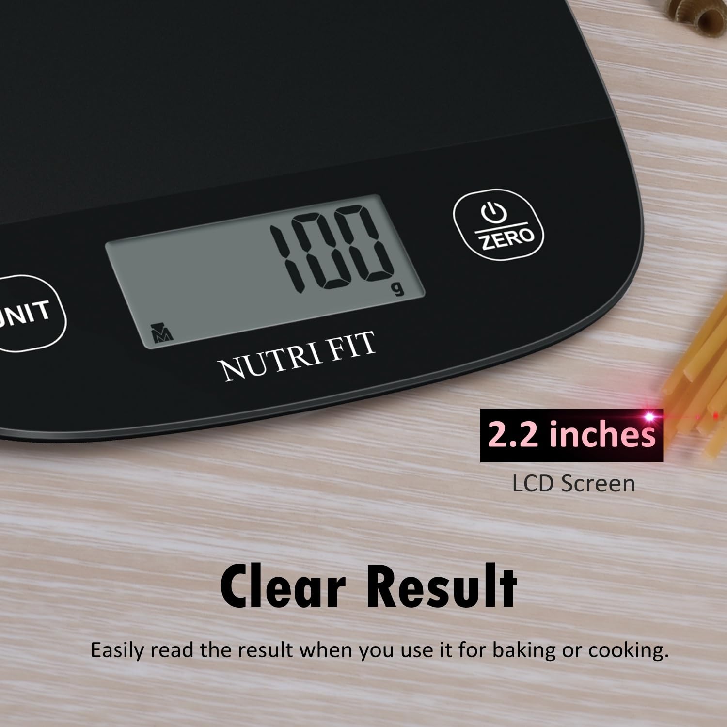NUTRI FIT Food Scale for Kitchen Scales Digital Weight Grams and Ounces, Baking Scale Accurate for Weight Loss, Cooking, Coffee, Keto Diet, Meal Prep, 0.1oz Ultra Slim Smart Tare Black