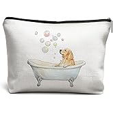 DOFQZ Golden Retriever Makeup Bag, Gifts for Golden Retriever Lovers Cosmetic Bags for Women, Pet Lover Gifts, Cute Dog Bathtub Makeup Zipper Pouch