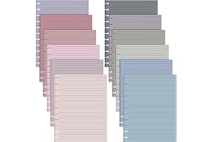 PerKoop 12 Pack 480 Sheets Colored Discbound Refill Paper 8.5 x 11 Inch College Ruled 11 Disc Letter Size Lined Paper Multicolored Notebooks for Refill Journaling(Poi Color)