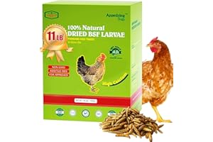 Amzey 11 LBS Dried Black Soldier Fly Larva - 100% Natural BSF Larvae - 85X More Calcium Than Mealworms - High Calcium Treats for Chickens, Birds, Reptiles, Hedgehog, Geckos, Turtles