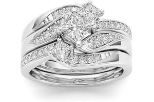 iLH Clearance Deals Rings,Sterling Silver Ring Womens Diamond Engagement Wedding Band Rings Cubic Zirconia Jewelry Gift