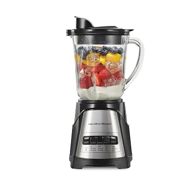 Hamilton Beach Power Elite Wave Action Blender For Smoothies, 40 Oz Glass Jar, 12 Functions Including Puree, Crush Ice, 700 Watts - Black (58148A)