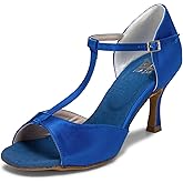 JIAJIA 20511 Women's Satin Sandals Flared Heel Latin Salsa Performance Dance Shoes