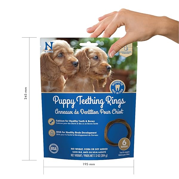 N-BONE PUPPY TEETHING RINGS PEANUT BUTTER FLAVOR DOG TREAT, 6 COUNT BAG, 7.2-OZ