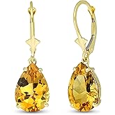 Galaxy Gold GG 14k Solid Gold Leverback Earrings with Natural Citrines