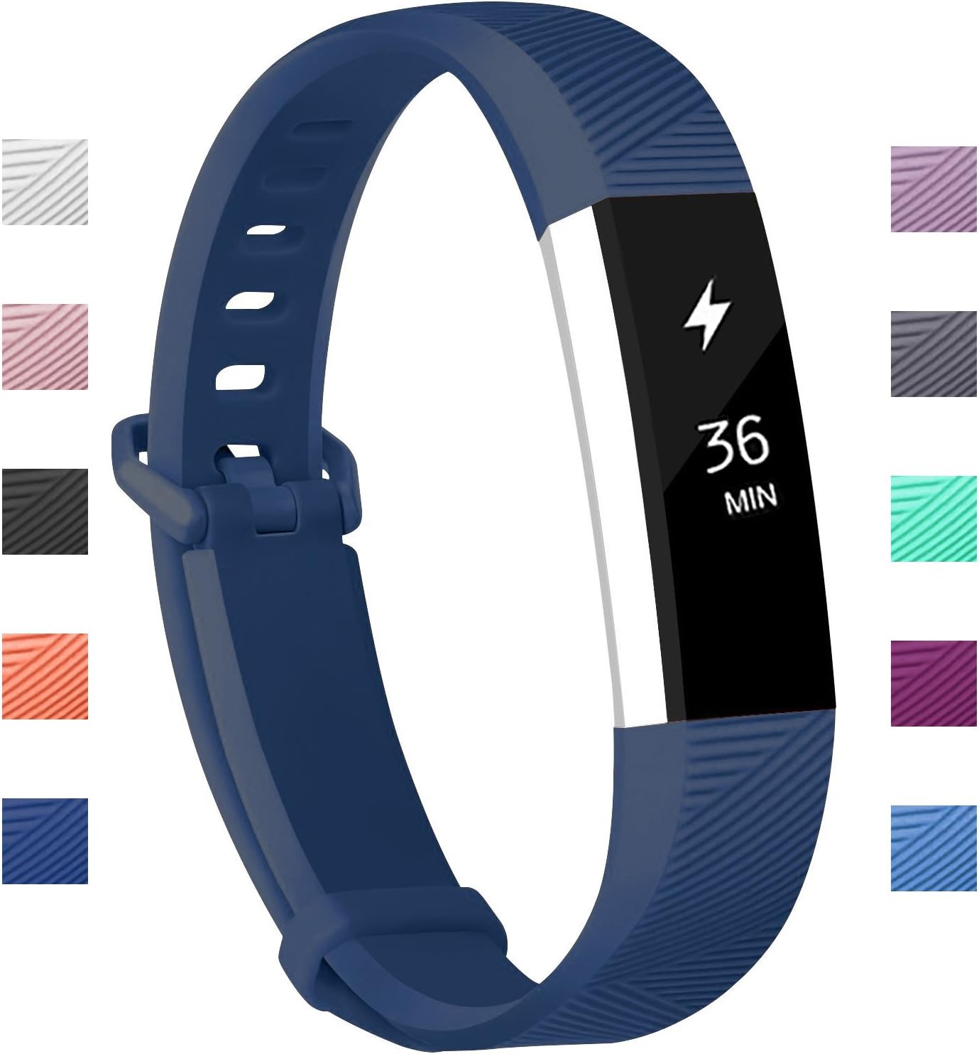 Fundro Compatible for Fitbit Alta HR Bands, Newest Sport Replacement Wristbands with Secure Metal Buckle for Fitbit Alta HR/Fitbit Alta (C# 1-Pack Navy Blue, Small (6.2"-7.1"))