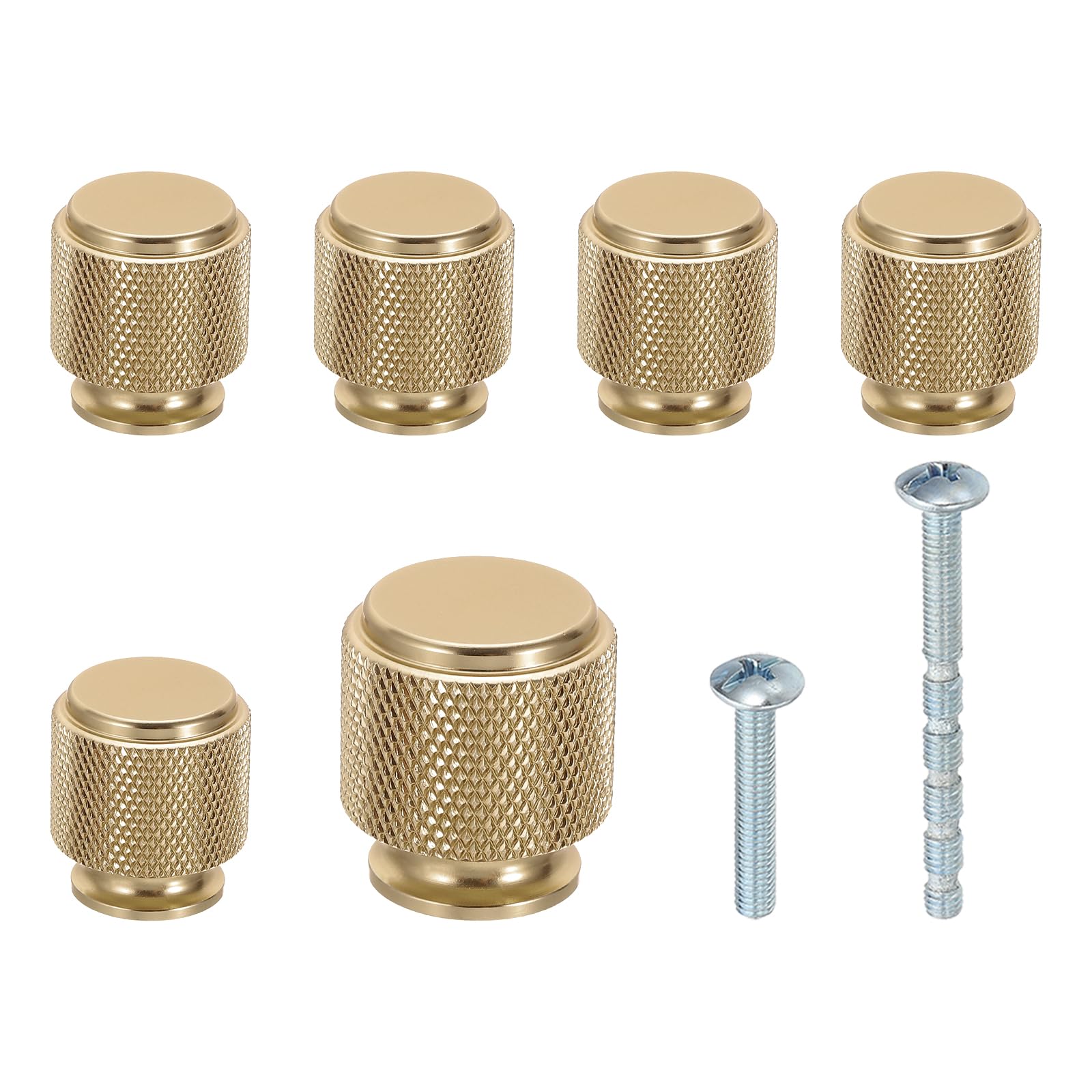 PATIKIL 1 Inch Dia. Cabinet Knobs, 6pcs Knurled Drawer Round Pulls Handle Solid Hardware for Dresser Wardrobe Kitchen Cupboard, Bronze