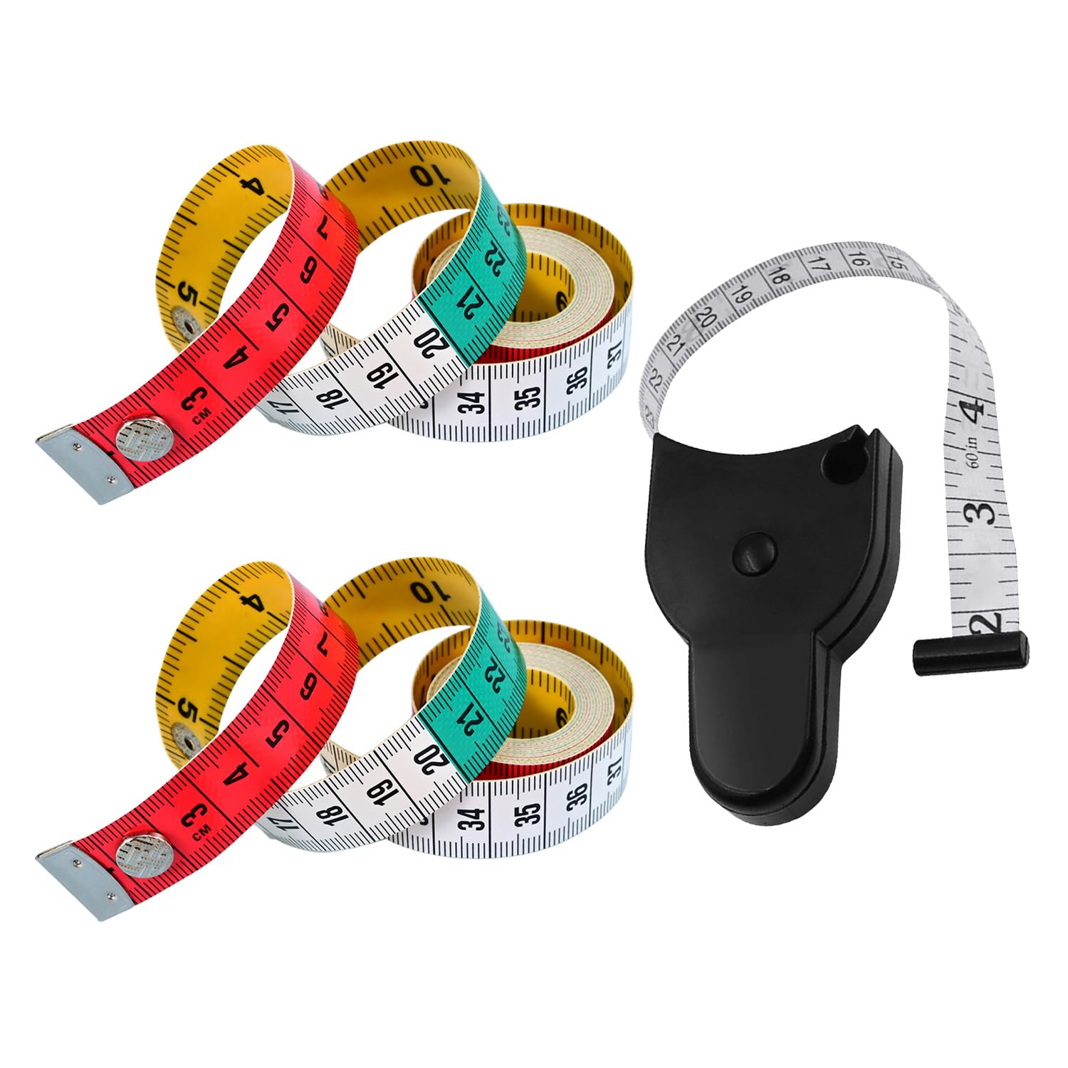 WUFGWBD 2 Rolls Of Soft Tape Measure And 1 Piece Of Automatic Retractable Tape Measure, Garment Measuring Tape, Sewing Ruler, Mini Portable Ruler, Body Measuring Tape