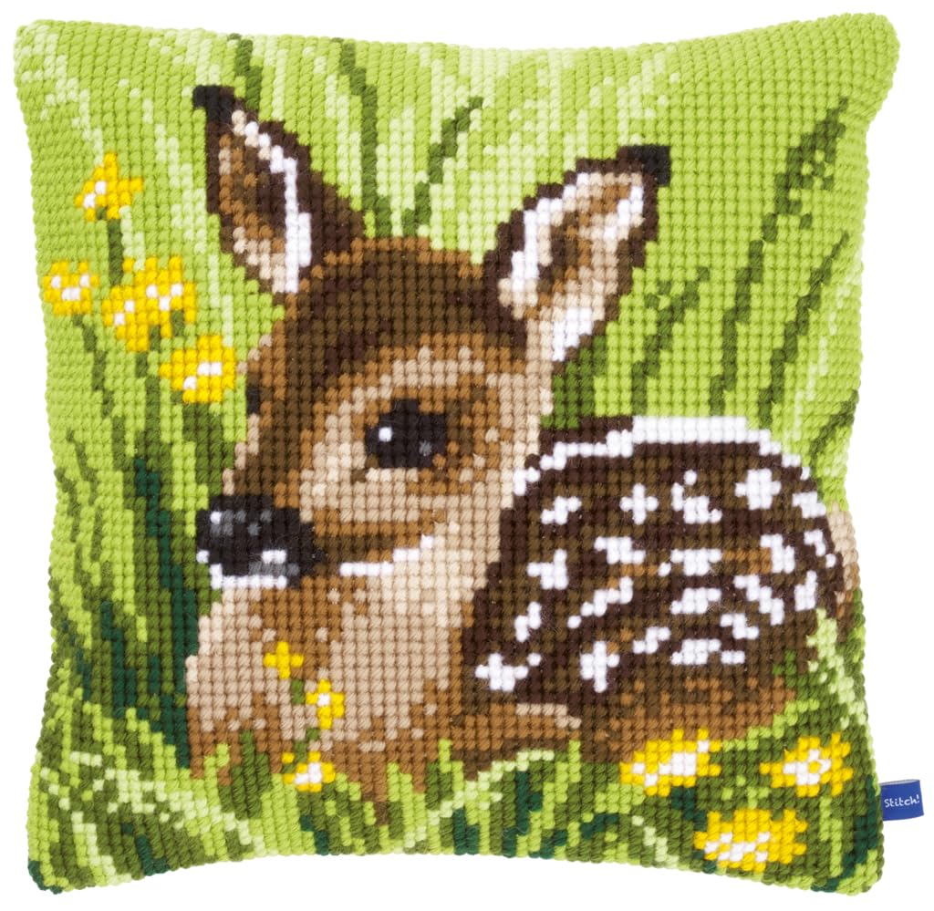 Vervaco Little Deer Cross Stitch Cushion, Multi-Colour