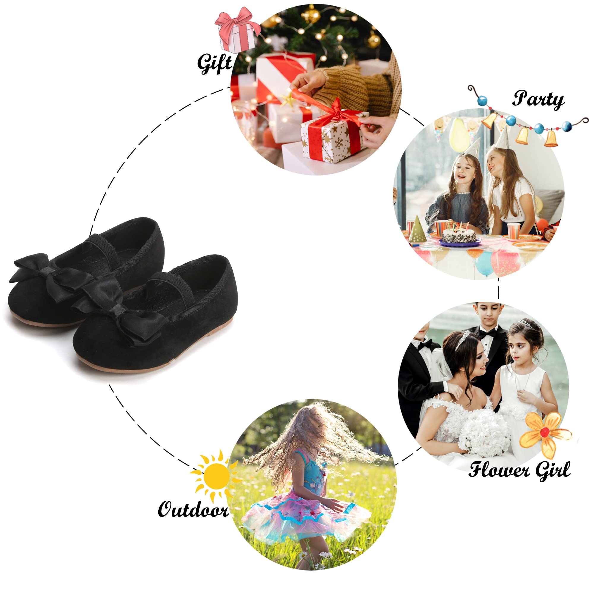 Felix & Flora Toddler Flower Girl Dress Shoes - Girl Ballet Flats Party School Shoes Wedding