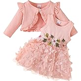 Renotemy Newborn Baby Girl Flower Dress Toddler Tutu Tulle Dress Princess Wedding Birthday Party Dresses for Girls 3M-3T