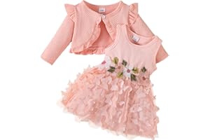 Renotemy Newborn Baby Girl Flower Dress Toddler Tutu Tulle Dress Princess Wedding Birthday Party Dresses for Girls 3M-3T