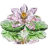 H&D HYALINE & DORA Pink Sparkle Crystal Hue Reflection Crystal Lotus Flower,Glass Home Decor for Feng Shui,Gift Boxed