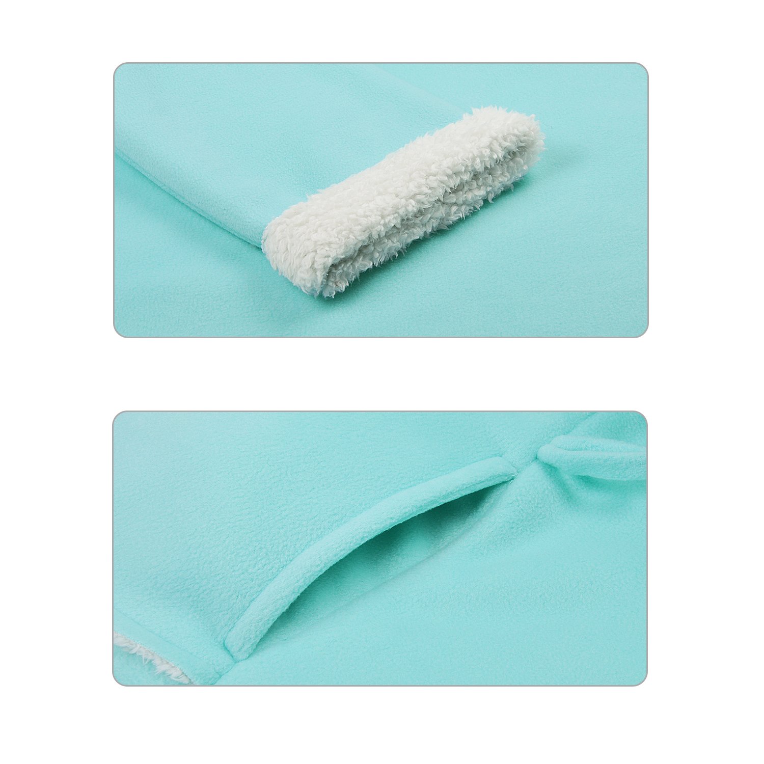 Tirrinia Womens Sherpa Hooded Robe Short Plush Bathrobe with Pockets Sleepwear Tiffany Green