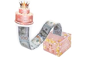 Pink Birthday Money Box for Cash Pull ROOKEA Surprise Money Gift Box for Kids Cash Gift Holder Money Roll Gift Box with Pull Out Happy Birthday Card Birthday Gifts for Women Men