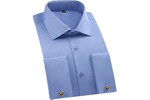 Men's Dress Shirts Elegant French Cuff Long Sleeve Regular Fit Formal Tuxedo Cufflinks Shirt Party Wedding Outfits
