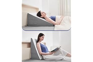 Lossey Wedge Pillow for Sleeping, 12"Bed Wedge Pillow for Acid Reflux Relief,Snoring,Back Pain Relief,Leg elevation,Post Surgery,GEL Infused Memory Foam Top Triangle Pillow Wedge with Breathable Cover