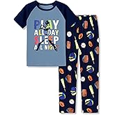 Tebbis Pajamas For Boys Fun Baseball Navy Blue Short Sleeves & Pants 2-Piece PJs Set Kid Comfy Sleepwear Size 6-18