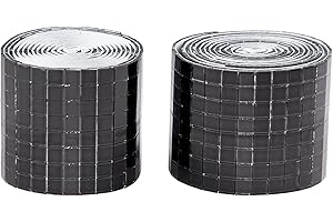 GIFTMEET Self Adhesive Mosaic Tiles, 3200 Pieces Disco Ball Tiles, 5 x 5 mm Glass Mirror Mosaic Tiles, Square Mirror Tiles Sticker for DIY Vase, Art Collage, Photo Frames, Home Party 2 Rolls (Black)
