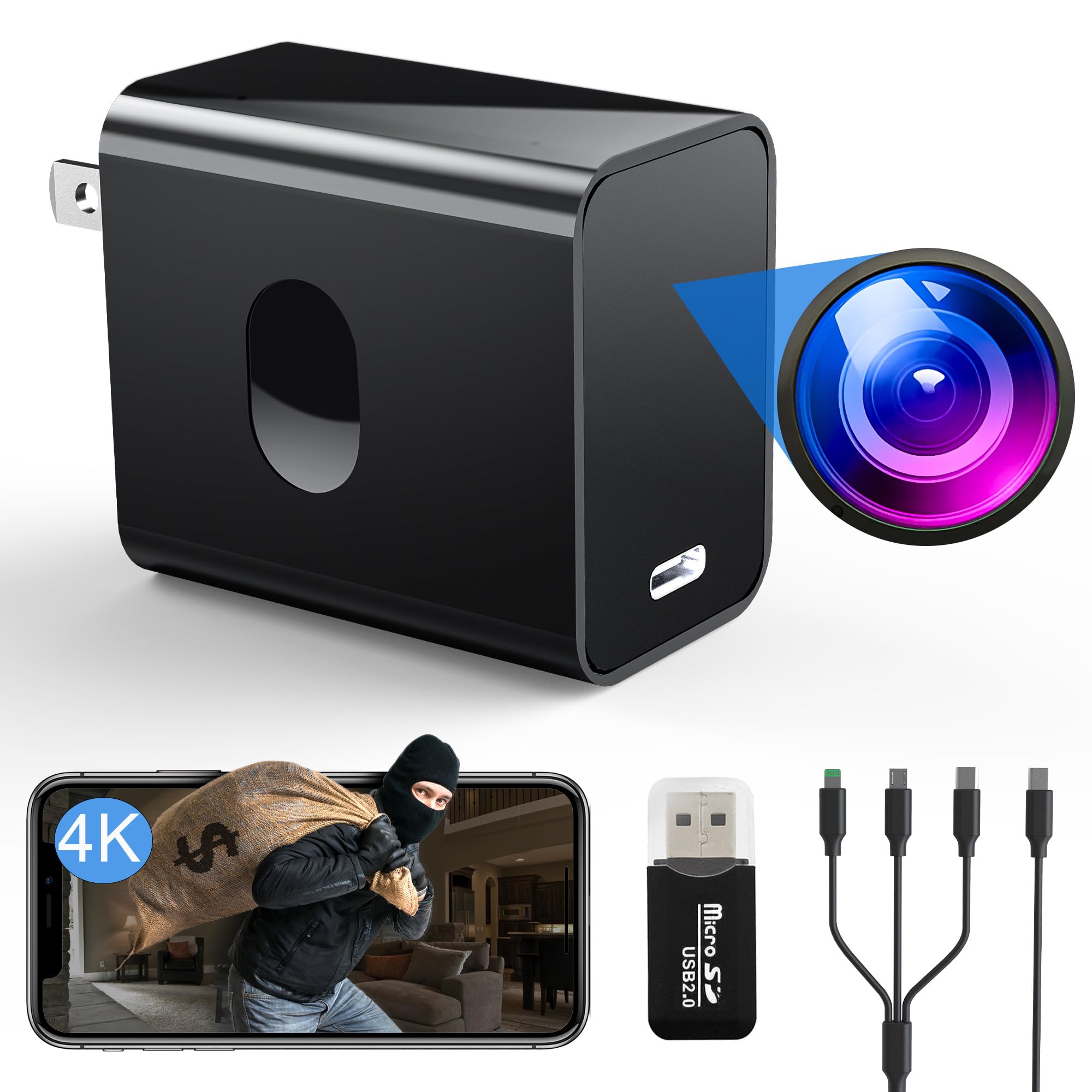 Mua 4K Hidden Camera, Spy Camera Charger, Nanny Cam Hidden Camera with