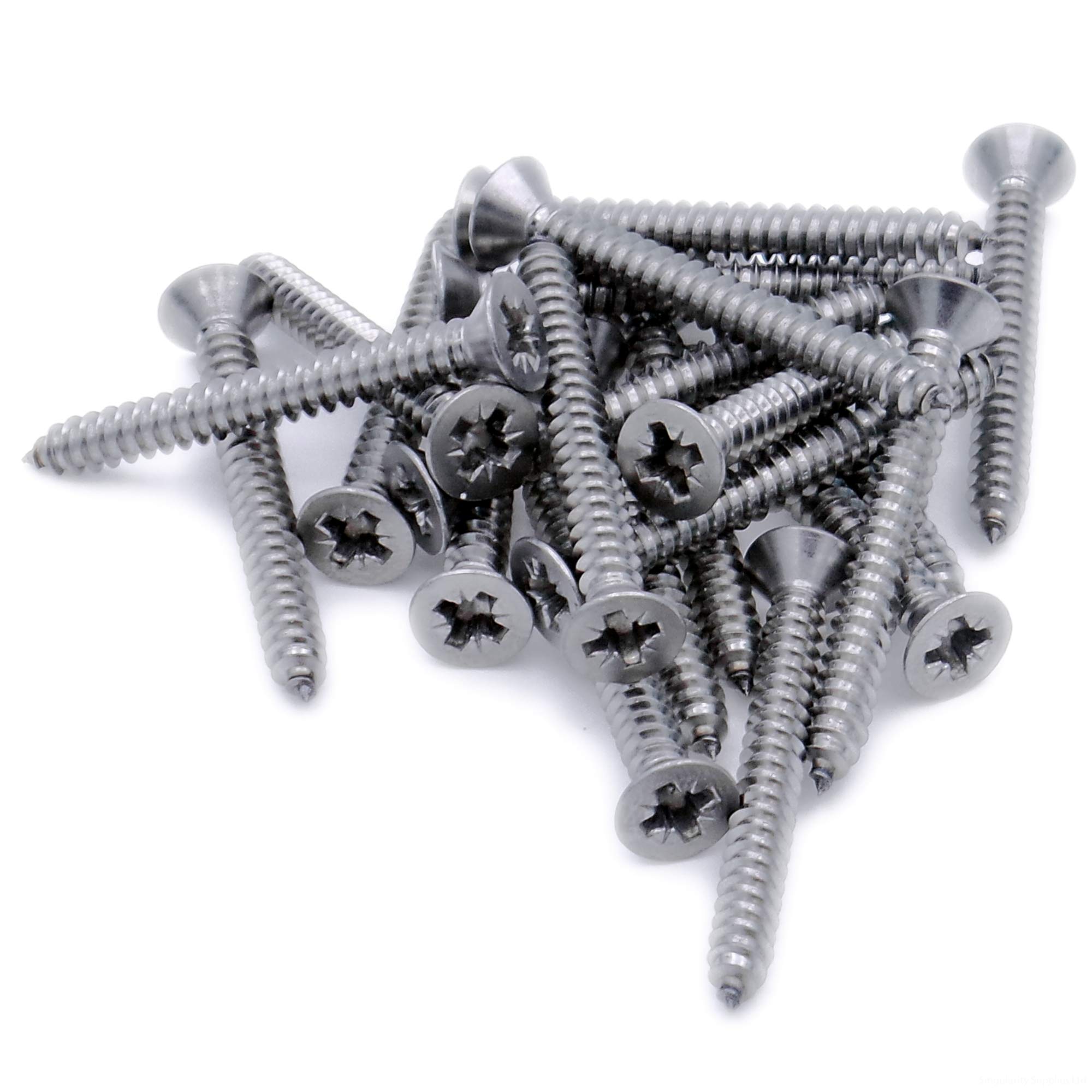 No.10 x 0.375 (4.8mm x 9.5mm) Pozi Countersunk Self-Tapping Screw - Stainless Steel (A2) (Pack of 20)