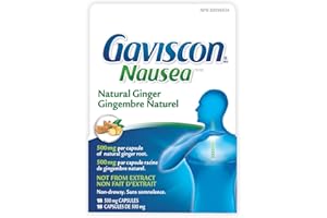 Gaviscon Anti Nausea Ginger Capsules - 18 Count - Tablets for Nausea Relief & Digestion Support, Natural Ginger - Free of Alu