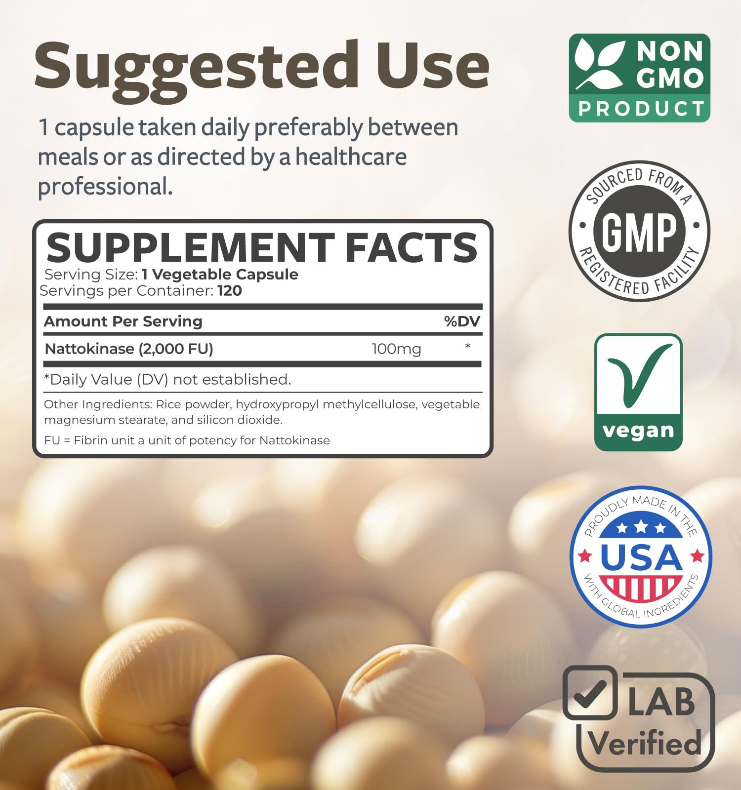 Image showcasing Mua Healths Harmony Nattokinase 2000 FU (Non-GMO) Powerful Nattokinase ...