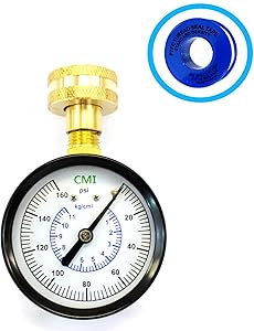 Charman Manufacturing Water Pressure Test Gauge, 3/4" Female Hose Thread,0-160 PSI,for Home,Hose Bib, Garden Hose, Water Pressure Tester Meter (160 PSI)