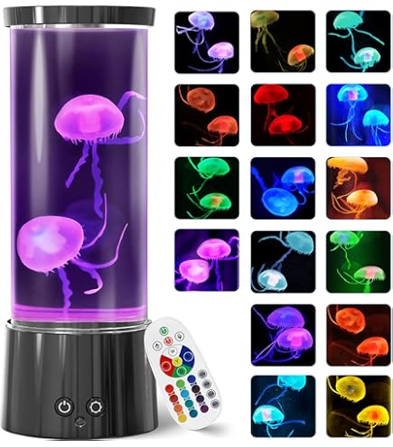 U-Vathing Northern Light Jellyfish Projector with Remote Control,7Color Changing Table Lamp Night Light,USB-Powered Beside Mood Lamp for Bedroom Decor,Kids Christmas Birthday Gift (Jellyfish
