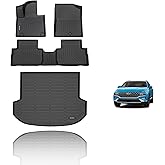 KELCSEECS All Weather Floor Mats & Cargo Liner Custom for 2023 2022 2021 Hyundai Santa Fe Automotive Car Mats Floor Liners Trunk Mat Hyundai Santa Fe Floor Mats Cargo Mat Trunk Liner Black