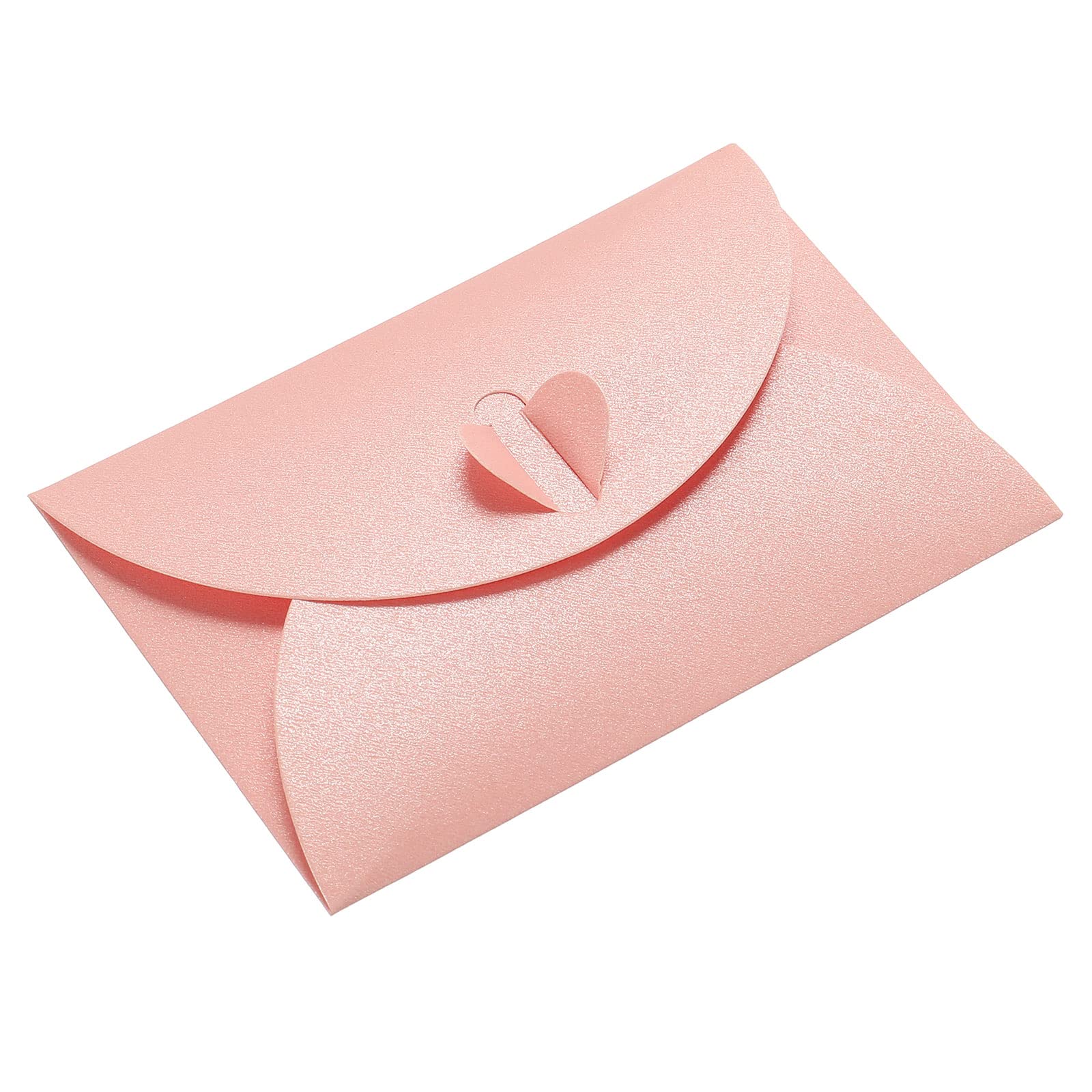 PATIKIL Mini Envelopes, 50 Pack Heart Clasp Tiny Items Storage Cute Present Card Holder for Wedding Greeting Party, Pink
