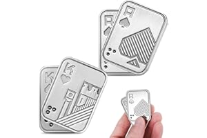 XLSXEXCL 2Pcs Metal Fidget Slider, Metal Fidget Toy Fidget Slider for Adults Magnet Fidget Toy EDC Fidget Clicker Metal Poker Push Card Fidget Slider Stress Relief Toy,Silver