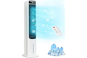 MEPTY Evaporative Air Cooler, Cooling Fans that Blow Cold Air with 84°Oscillation, 12H Timer, 3speeds&Modes, Air Cooler with Remote Control, Swamp Cooler, Tower Fan for Bedroom, Office, Kitchen,40Inch