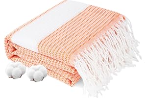 Genovega Oversized Cotton Turkish Beach Towels 74"x38" Thin Quick Dry Sand Free Pool Swim Bathing Towel Extra Large Blanket Adult Travel Essentials Accessories Must Haves Summer Vacation Orange Dot
