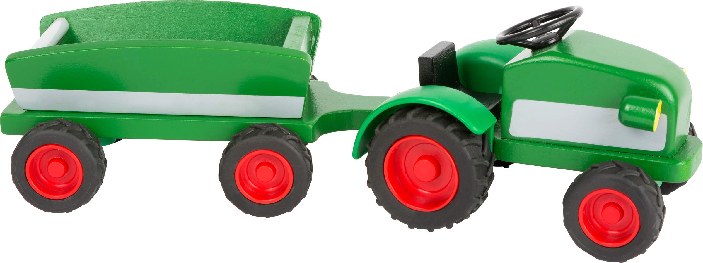Woodfriends 11006 Tractor of wood, incl. trailer in a beautiful natural green, suitable for farms, from 3 years