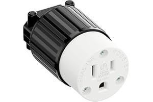 NEMA 5-15R Industrial Grade Female Socket - ETL Listed & CSA Certified - 15A/125V 3-Prong AC Receptacle - Heavy Duty, Rewirab