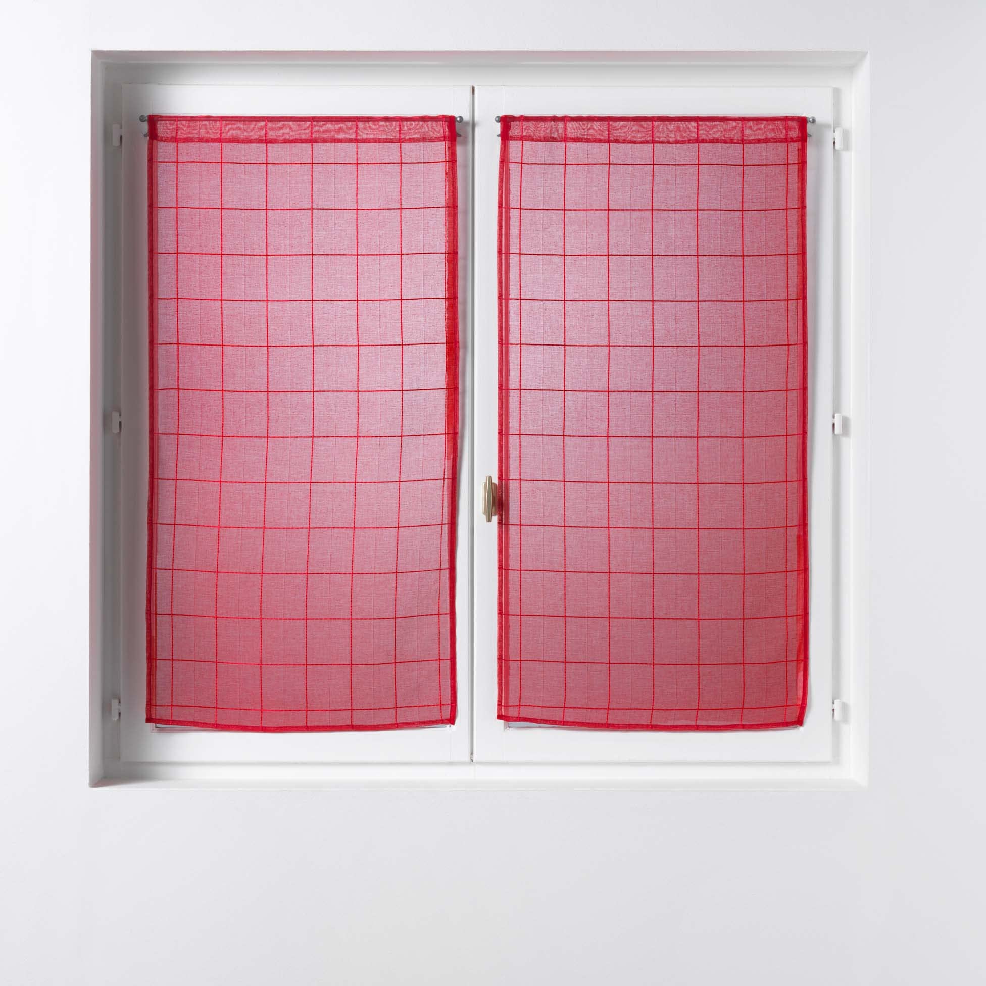 Douceur d'Intérieur, Straight Curtains 2 x 60 x 90 cm Eulalie Red Sandblasted