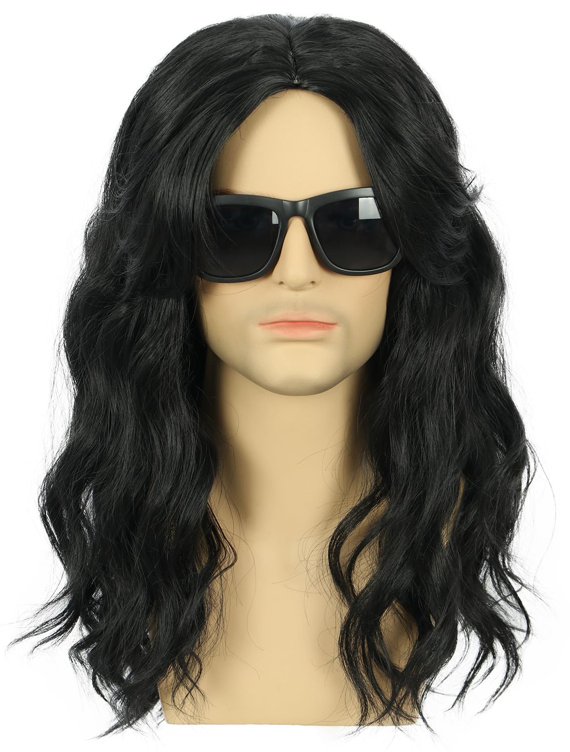 Karlery California 80s Rocker Wig Men Women Long Curly Black Halloween Costume Anime Wig