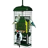Squirrel Buster Suet Squirrel-Proof Suet Bird Feeder with Two Suet Cake Trays, Two Crumb Ports, Mess-Free Suet Loading, Durable Green Design for Clinging Birds