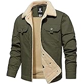 Dr.Cyril Men's Winter Jacket, Cotton Sherpa Fleece Lined Jacket, Warm Trucker Cargo Coats with Pockets