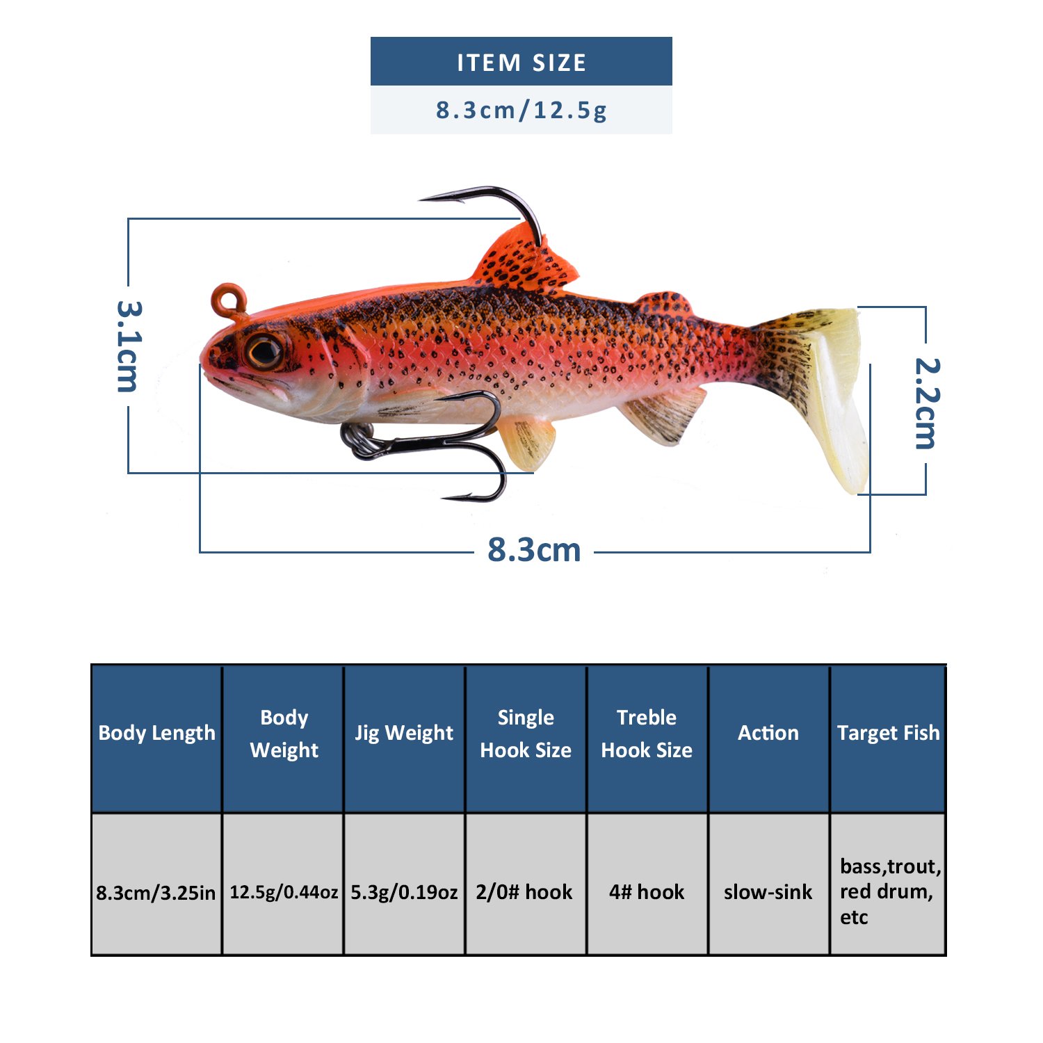 Goture Agiler Lead Jigs Soft Fishing Lures with Hook Sinking Swimbaits for Saltwater and Freshwater 5 Colors Available (Pack of 5)