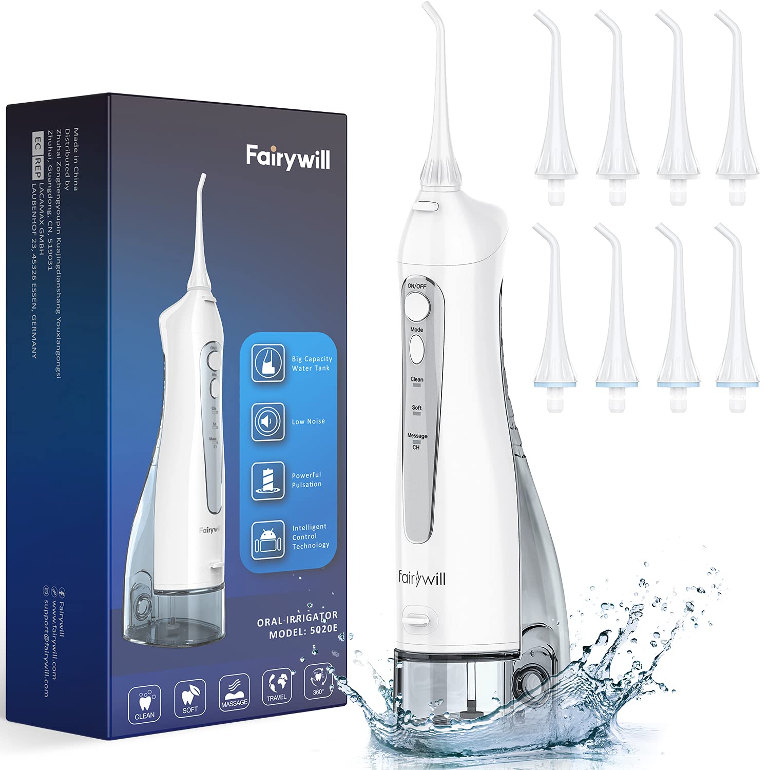 Buy Water Flossers for Teeth, Fairywill 300ML Cordless Dental Water
