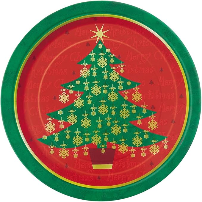 Amazon.com: Golden Christmas Tree Dessert Plates, 8ct: Kitchen &amp; Dining