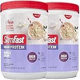 SlimFast Advanced Nutrition High Protein Meal Replacement Smoothie Mix, Vanilla Cream, Weight Loss Powder, 20g of Protein, 12 Servings (Pack of 2) (Packaging May Vary)