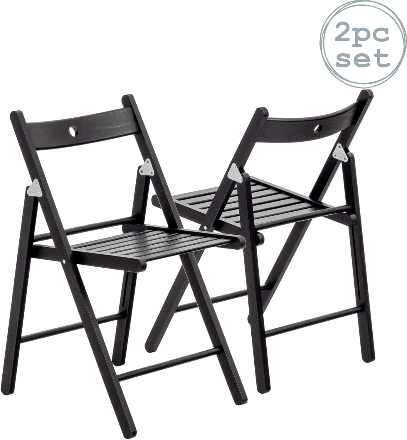 Harbour Housewares Wooden Folding Chairs Black Wood Colour Pack of