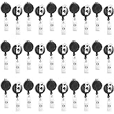 30 Pack Retractable Badge Reels with Swivel Clip - Bulk Heavy Duty Retractable Badge Holders, ID Card Name Tag Holder Clips for Teacher Student Worker Employee (Translucent Black)