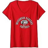 Womens Wisconsin Badgers Big 10 Football Huddle Red V-Neck T-Shirt