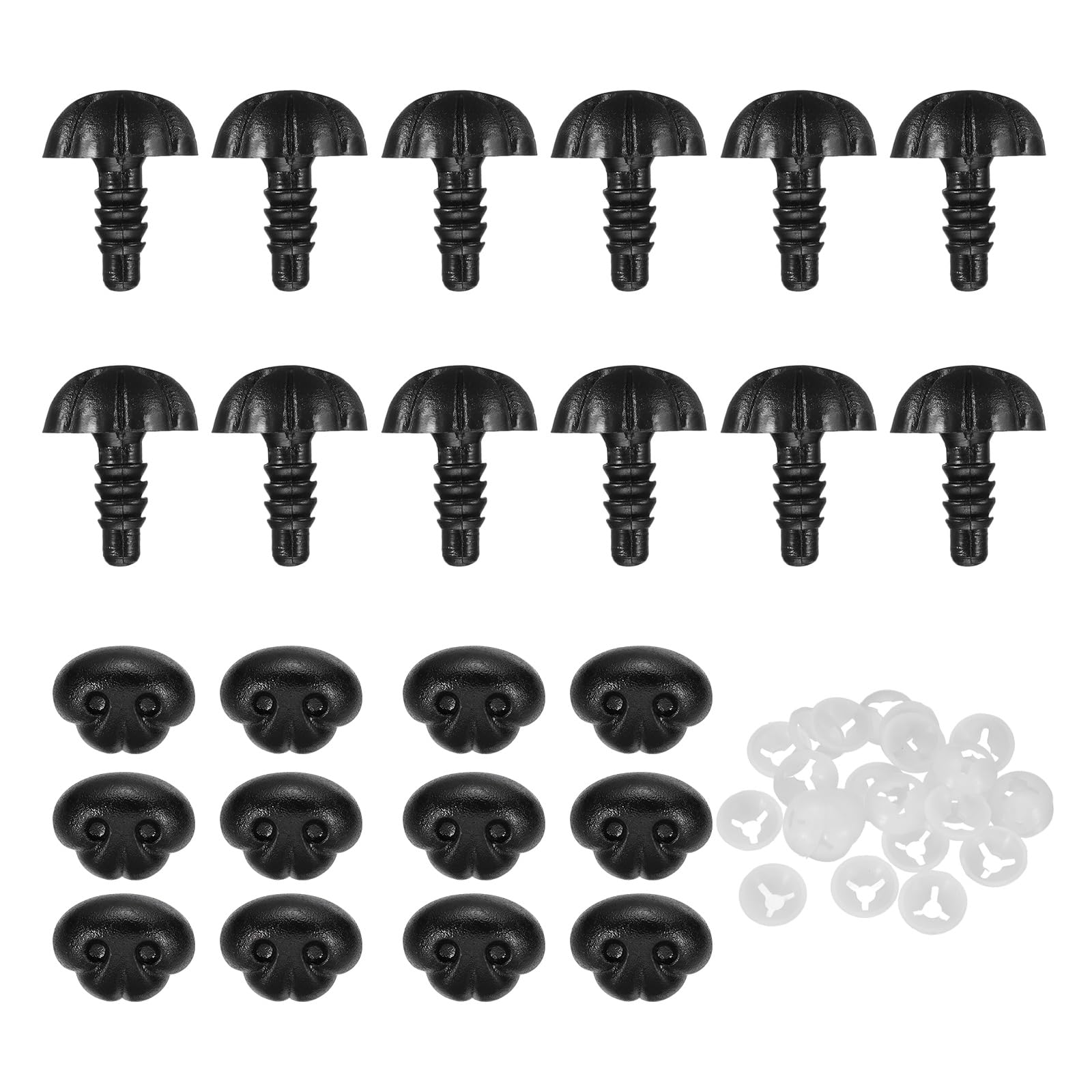 sourcing map 25Pcs Safety Dog Noses, Plastic Matte Dog Nose with Spacer for DIY Stuffed Animals Crochet Bear Doll Making Supplies, 18 x 13.5 x 21mm / 0.71 x 0.53 x 0.83in