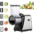 Electric Cheese Grater, 250W Electric Slicer Shredder, One-Touch Control Electric Salad Machine for Cheese, Fruits, Vegetables, Salad Maker with 5 Different Shapes of Blades, 2025 Upgrade